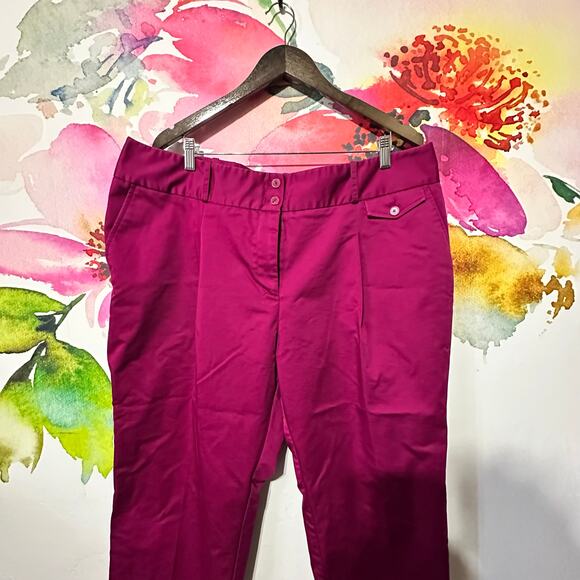 Women's Crop Pants Liz Claiborne Plum 18W Dress Work Straight High Rise - Picture 3 of 6